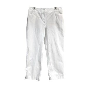 Ann Taylor Factory White Ankle Pants Size 10 Classic Preppy Office Cropped